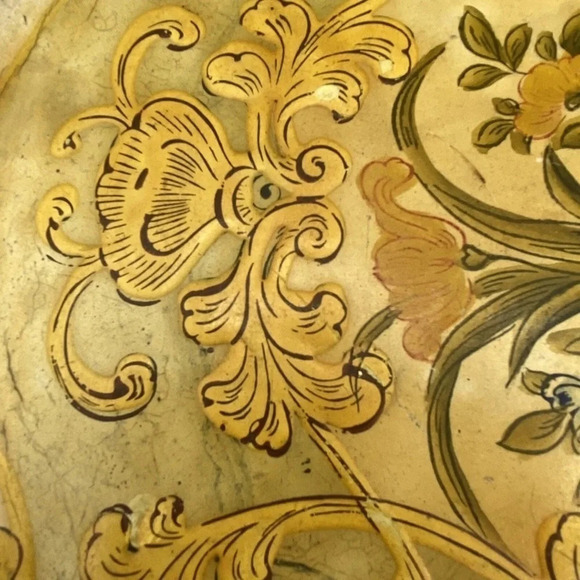 Vintage Japanese Papermache Lacquer Handpainted Floral Serving Tray - Picture 3 of 8